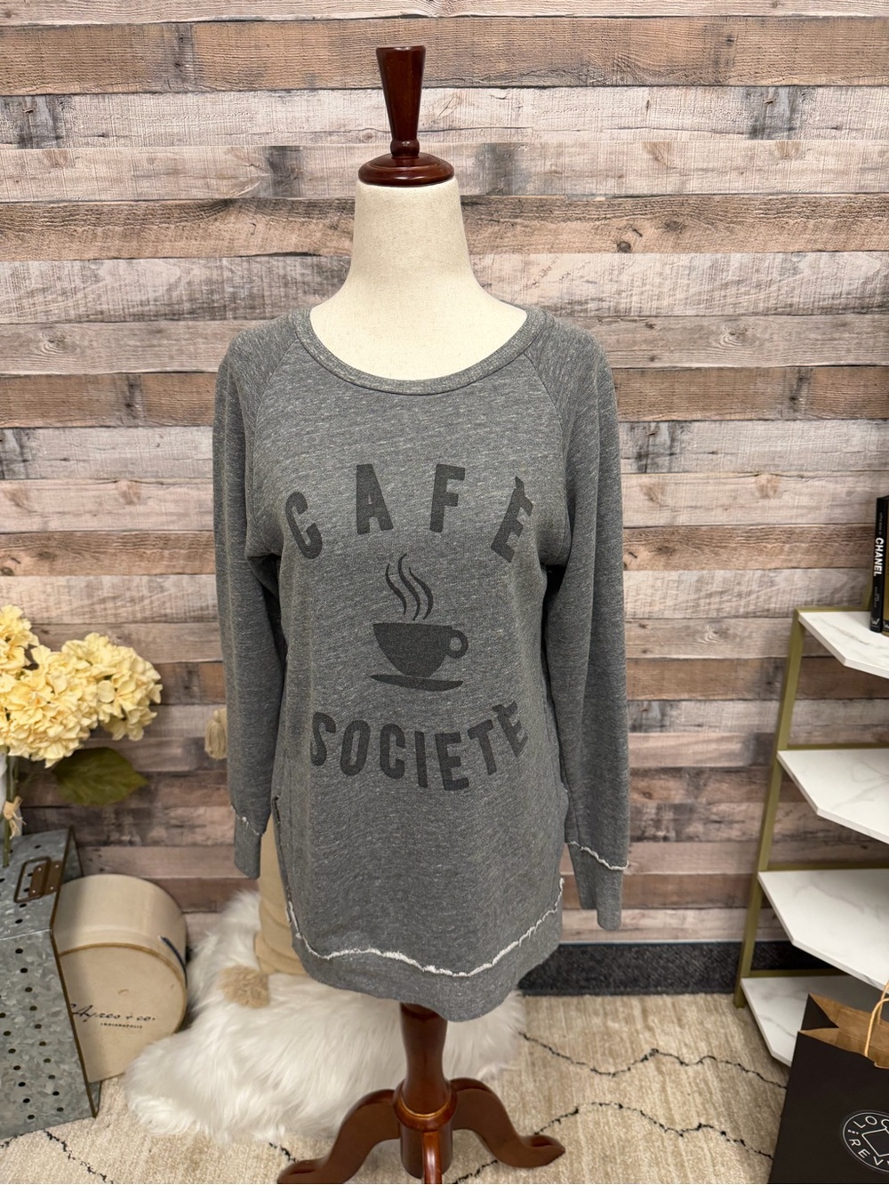 Sol Angeles Gray Graphic Crewneck Sweatshirt